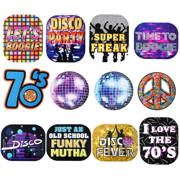 24 Pieces 70s Throwback Disco Party Signs Cutouts Disco Party Decorations Disco Theme Party Supplies for 1970s Party Favors 